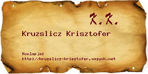 Kruzslicz Krisztofer névjegykártya